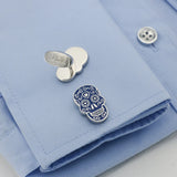 Boutons de manchette crâne mexicain bleu