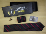 Coffrets Cravate Pack Prestige Noire à Rayures Fuchsia