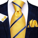 Coffrets Pack Prestige Cravate Jaune à Rayures Bleu