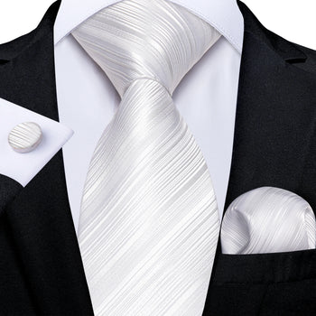 Cravate Blanche Pack Prestige à Rayures Chic
