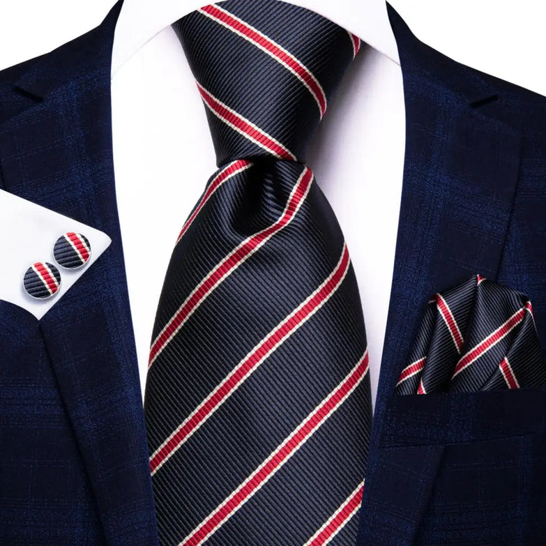 Cravate Bleu Marine a Rayures Rouge