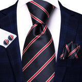 Cravate Bleu Marine a Rayures Rouge