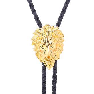 Cravate Bolo TĂȘte de Lion Or Jaune2