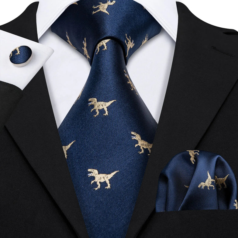 Cravate Dinosaure Bleu