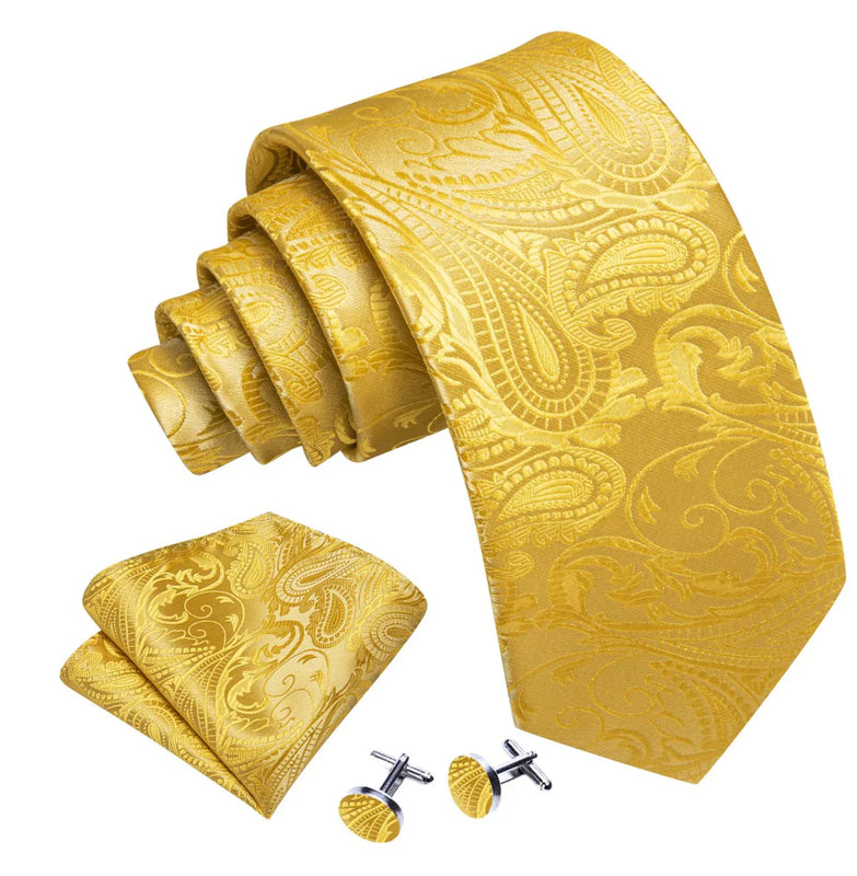 Cravate Jaune Or Paisley