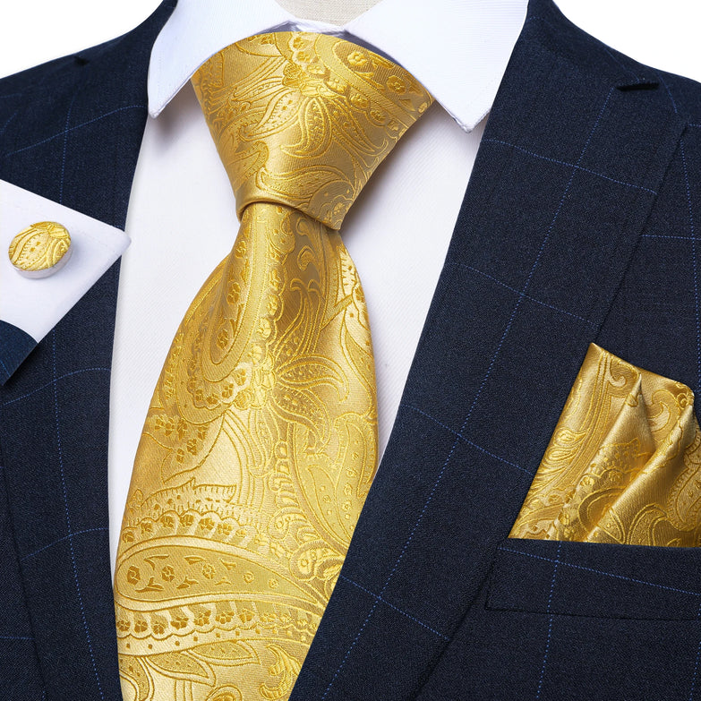 Cravate Jaune Or Paisley