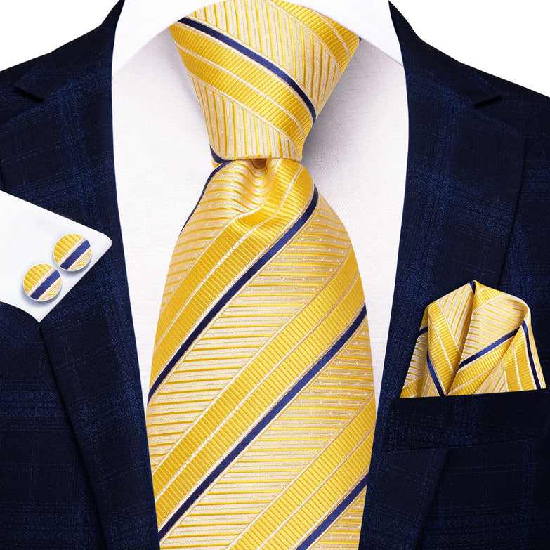 Cravate Jaune à Rayures Bleu