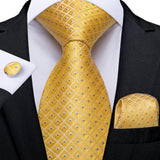 Cravate Jaune a Carreaux pois Bleu