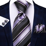 Cravate Noir a Rayures Violette