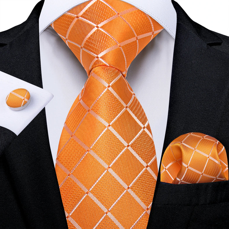 Cravate Orange Ecossais