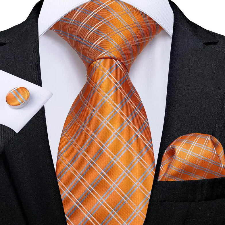 Cravate Orange a Rayures Bleu