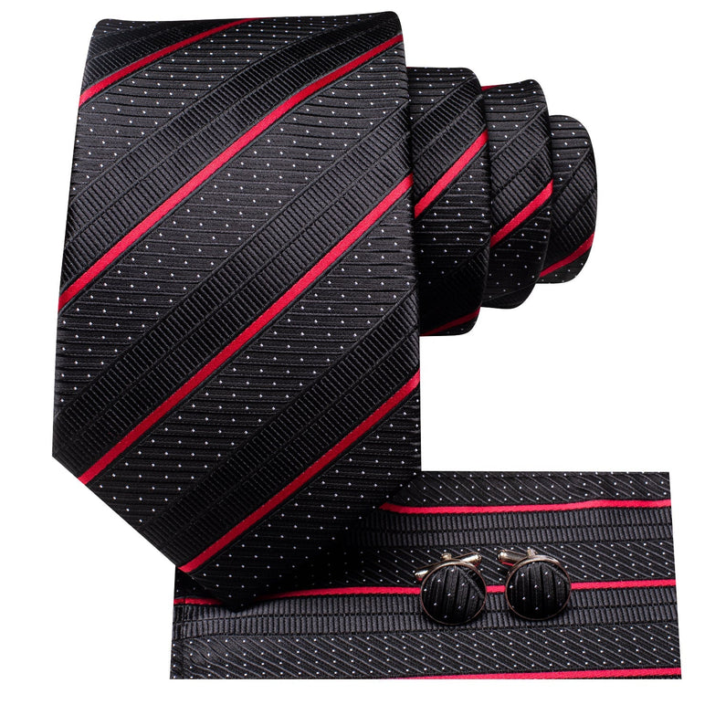 Cravate Pack Prestige Noire à Rayures Fuchsia