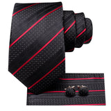 Cravate Pack Prestige Noire à Rayures Fuchsia