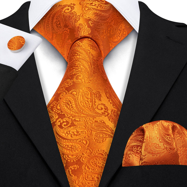 Cravate Pack Prestige Orange Paisley