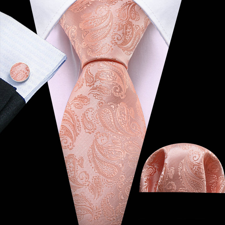 Cravate Pack Prestige Rose Pale Paisley