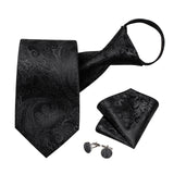 Cravate Pré Nouée Noire Paisley