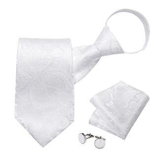 Ensemble Cravate Pré Nouée Blanche Florale