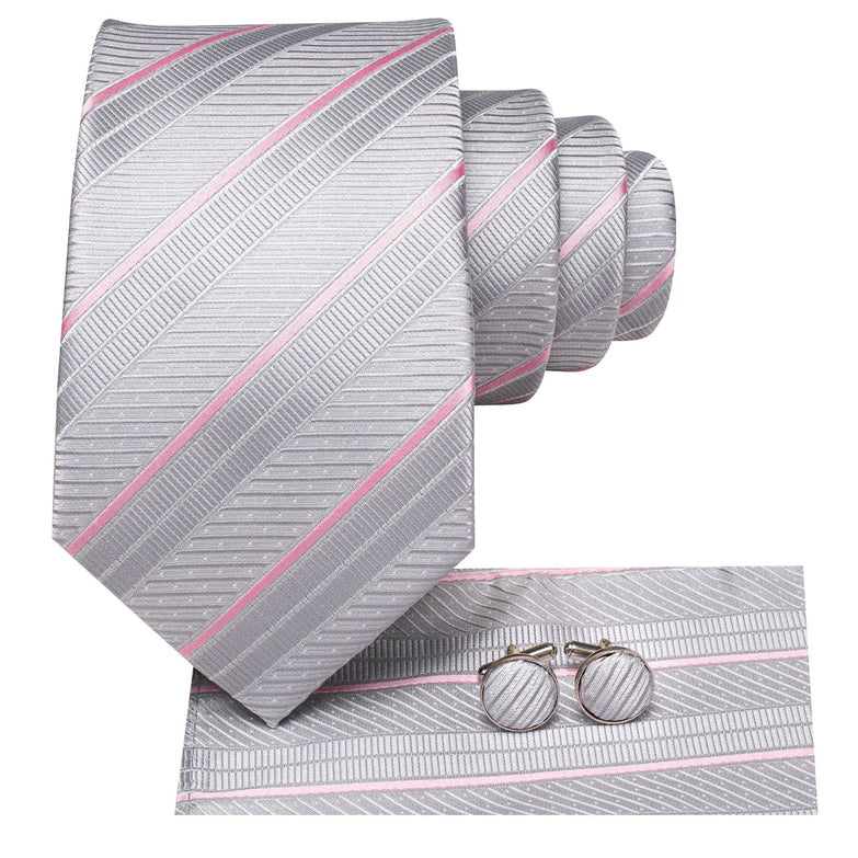 Cravate Rose et Grise Pack Prestige