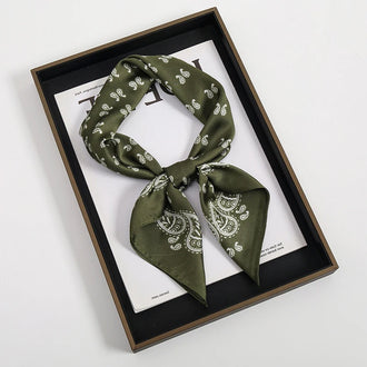 Foulard en Soie Kaki Paisley