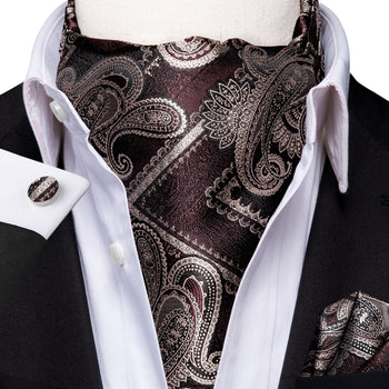 Cravate Ascot Cachemire Marron