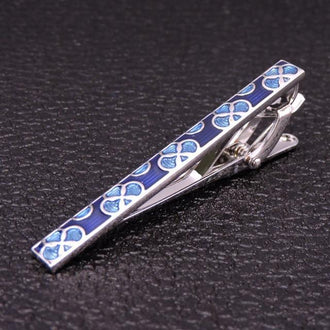 Pince à Cravate Trèfles Bleu - Cravate Prestige