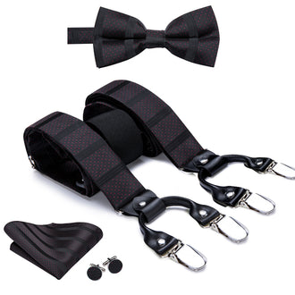 Black Bow Ties and Suspenders with Red Polka Dots