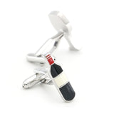 Boutons de Manchette Bouteille et Verre de Vin