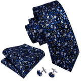 Coffrets Cravate Pack Prestige Bleu à Fleurs Blanche