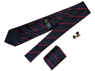 Coffrets Cravate Pack Prestige Noire à Rayures Fuchsia