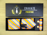 Coffrets Cravate Pack Prestige Orange à Rayures Bleu