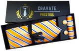 Coffrets Cravate Pack Prestige Orange à Rayures Bleu