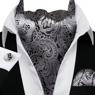 Cravate Ascot Grise Paisley