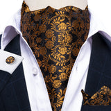 Cravate Ascot Motifs Petites Fleurs Or