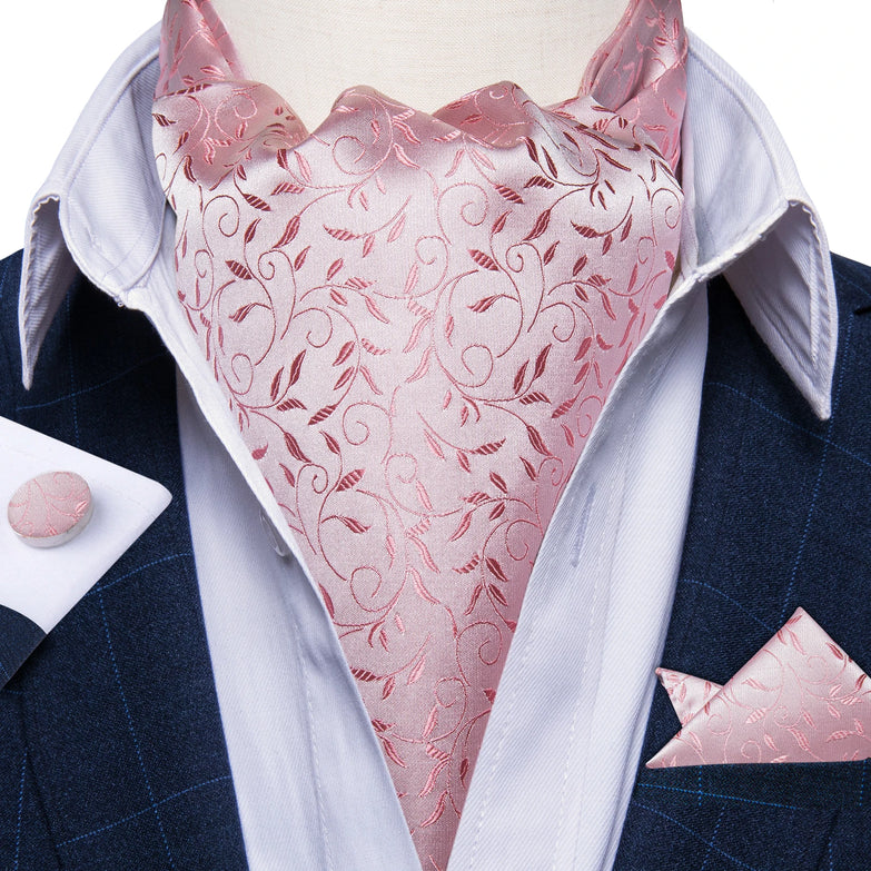 Cravate Ascot Rose Pale Floral