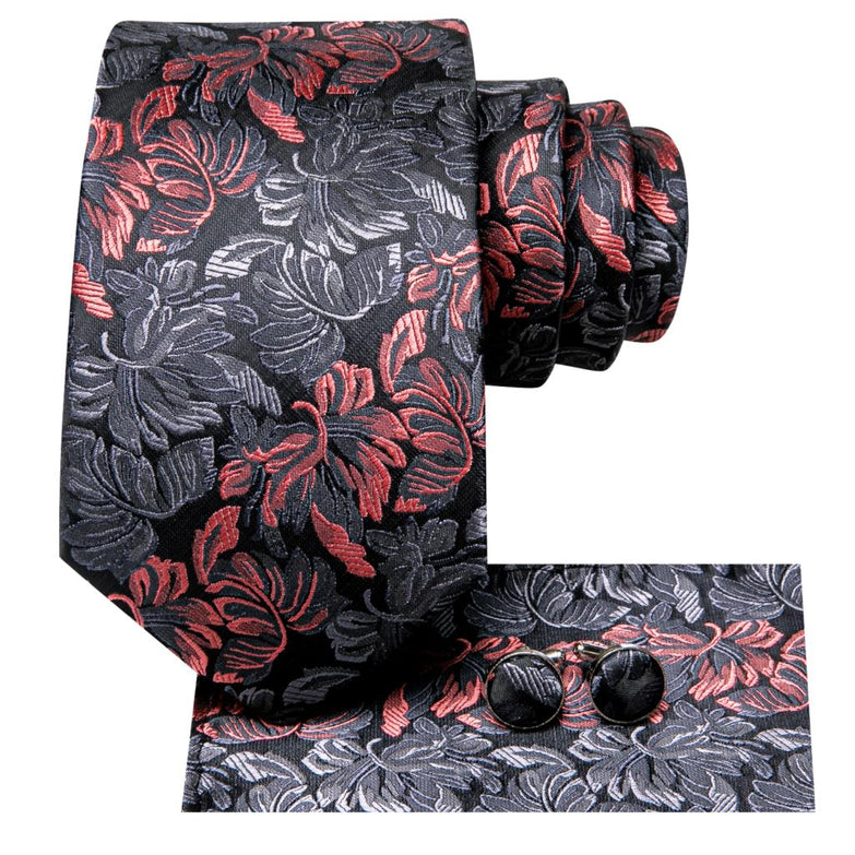 Cravate Black Pink Flowers