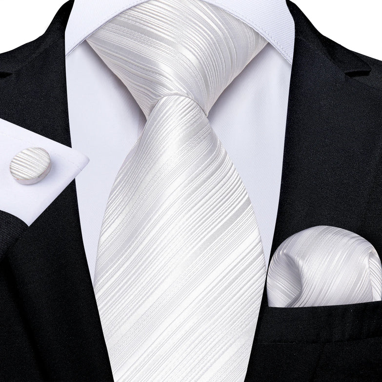 Cravate Blanche Pack Prestige à Rayures Chic