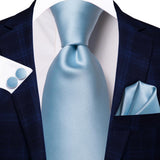 Cravate Bleu Argenté Satin Pack Prestige