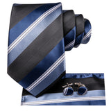 Cravate Bleu Duo a Rayures Noir