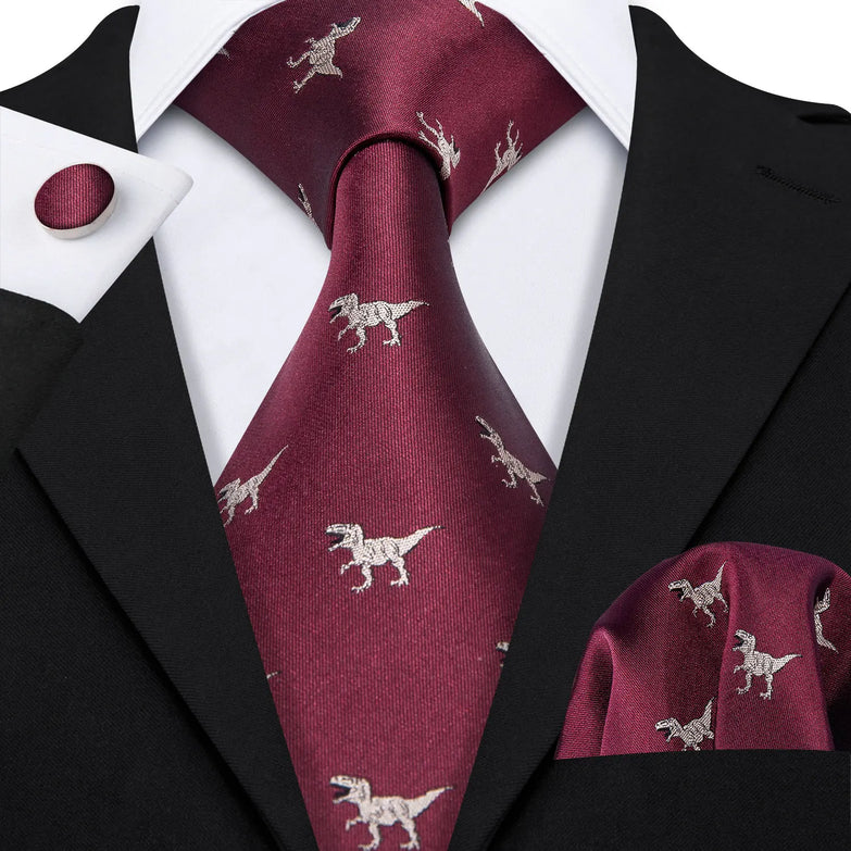 Cravate Dinosaure Bordeaux
