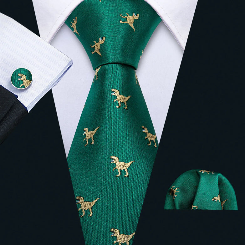 Cravate Dinosaure Verte