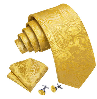 Cravate Jaune Or Paisley