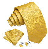 Cravate Jaune Or Paisley
