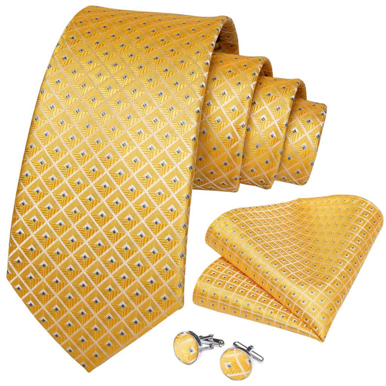 Cravate Jaune a Carreaux pois Bleu