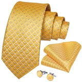 Cravate Jaune a Carreaux pois Bleu