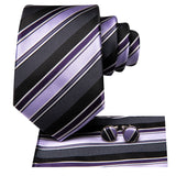 Cravate Noir a Rayures Violette