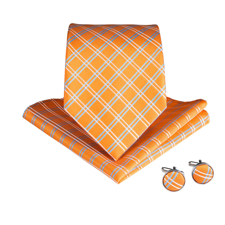 Cravate Orange a Rayures Bleu