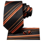 Cravate Orange et Noir a Rayures