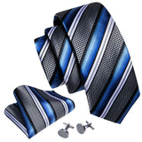 Cravate Pack Prestige à Rayure Bleu Gris et Blanc