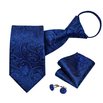 Cravate Pré Nouée Bleu Roi Paisley