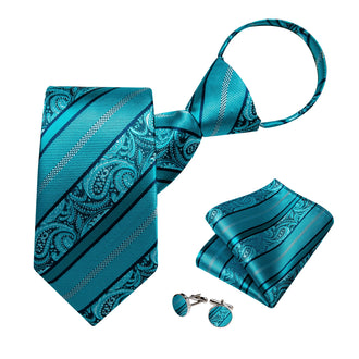 Cravate Pré Nouée Bleu Azure Paisley